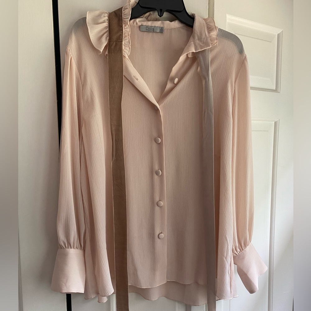 Boutique dress shirt. Sheer. Size medium. Tie around neck.